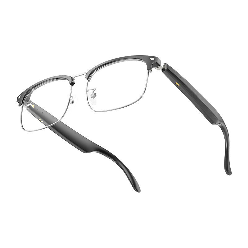 6 ώρες Bluetooth 5.3 Ultralight έξυπνα ασύρματα γυαλιά για κλήση Black Silver