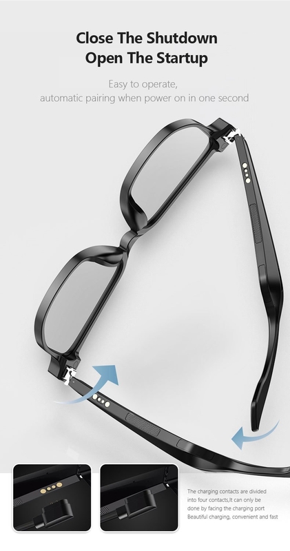 Στερεό ήχο Μαύρα γυαλιά ηλίου Bluetooth με κλήση 90mAh χωρητικότητα BT 5.1 έκδοση 4-6 ώρες αναμονή