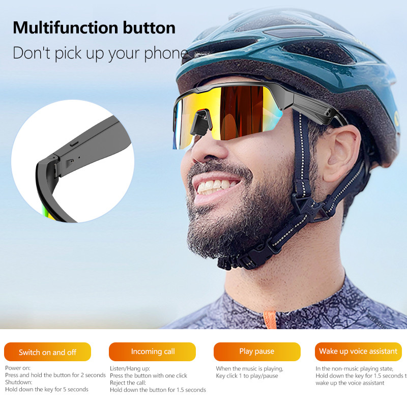 UV 400 Αθλητικά Bluetooth Γυαλιά οδήγησης Bluetooth 5.3 μπαταρία 50 ώρες ποδηλασία