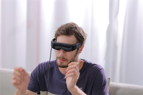 Προσαρμοσμένα γυαλιά πραγματικότητας 3D VR 1080P 43 μοίρες FOV Εμφάνιση με το κεφάλι